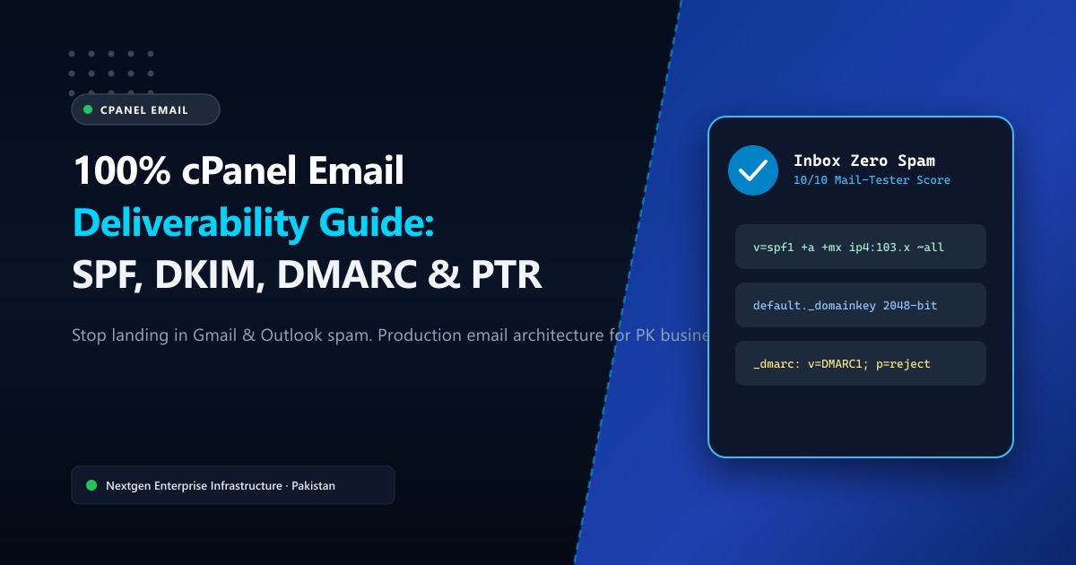 How to Achieve 100% cPanel Email Deliverability: The Pakistani Sysadmin Guide to SPF, DKIM, DMARC & PTR