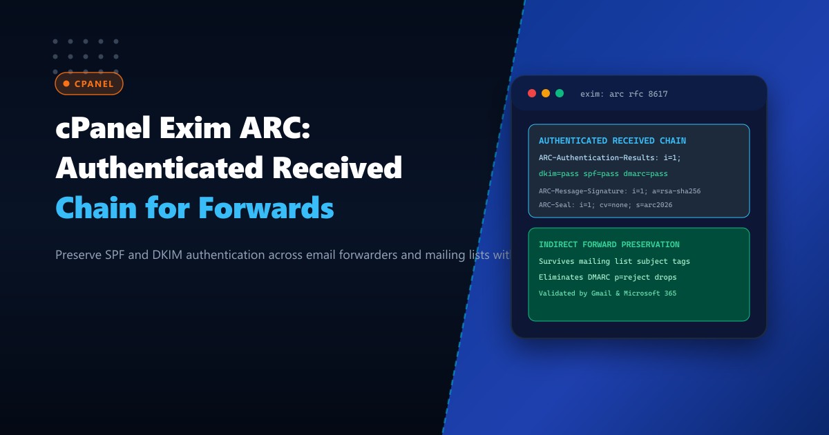 cPanel Exim ARC: Authenticated Received Chain for Forwarded Email Delivery in Pakistan