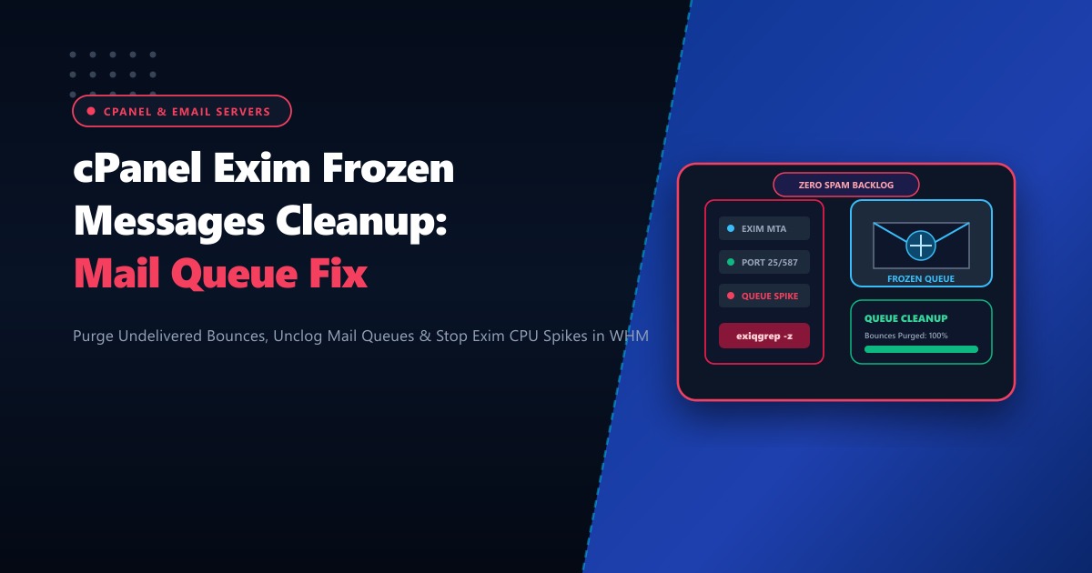 cPanel Exim Frozen Messages & Mail Queue Cleanup: Complete Sysadmin Guide (2026)