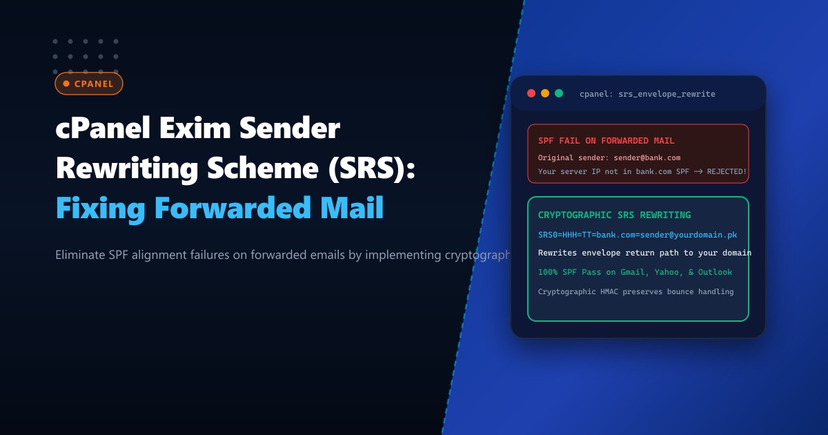 cPanel Exim Sender Rewriting Scheme (SRS): Fixing Broken Forwarded Email Deliverability