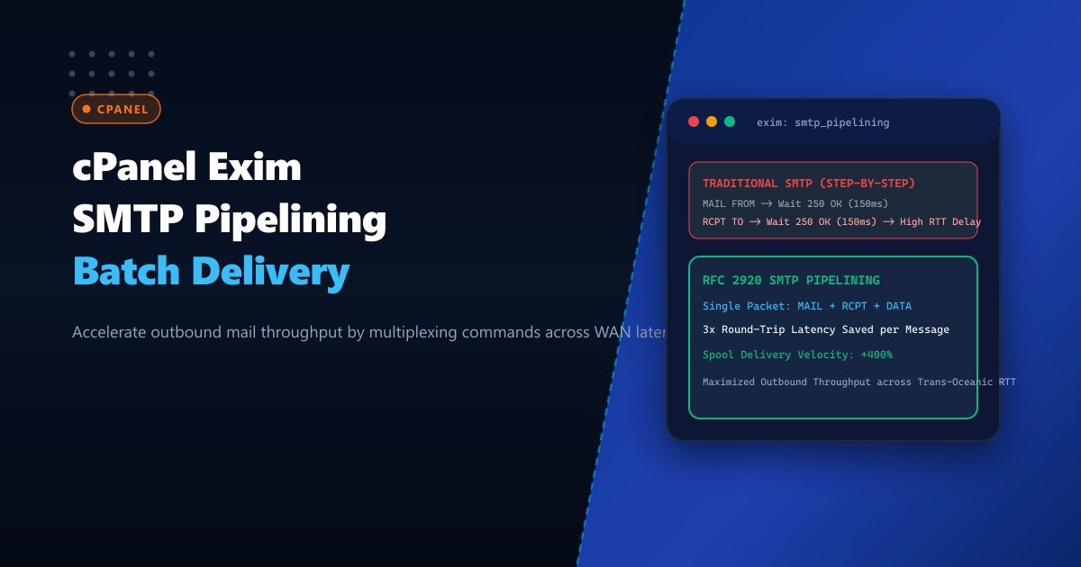 cPanel Exim SMTP Pipelining (RFC 2920) & Command Multiplexing in Pakistan