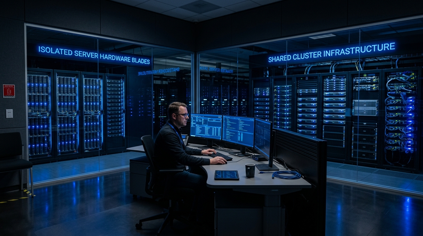 Isolated Server Hardware Blades vs Shared Cluster Infrastructure