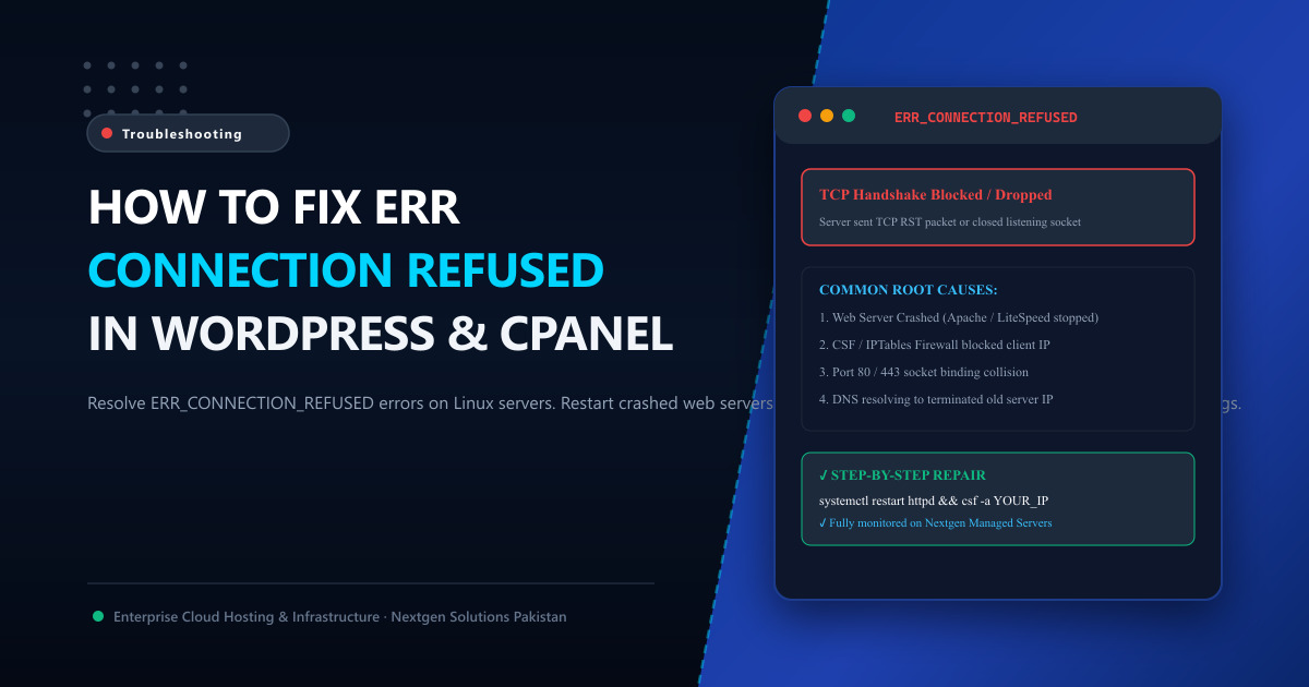 How to Fix ERR_CONNECTION_REFUSED in WordPress & cPanel: The Complete Sysadmin Guide