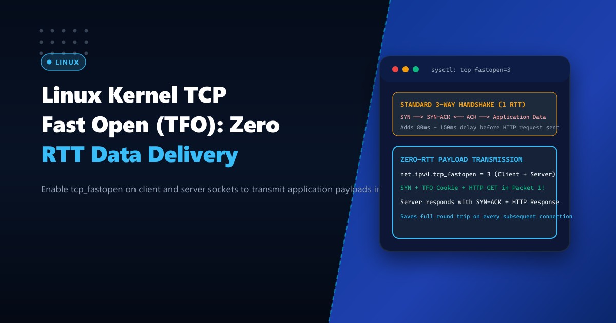 Linux Kernel TCP Fast Open (TFO): Eliminating 1-RTT Handshake Latency