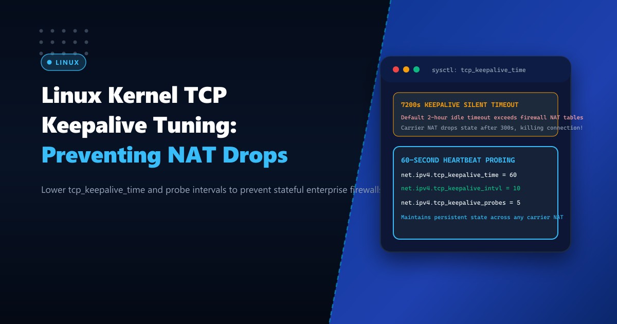 Linux Kernel TCP Keepalive Tuning: Preventing Silent NAT & Firewall Connection Drops