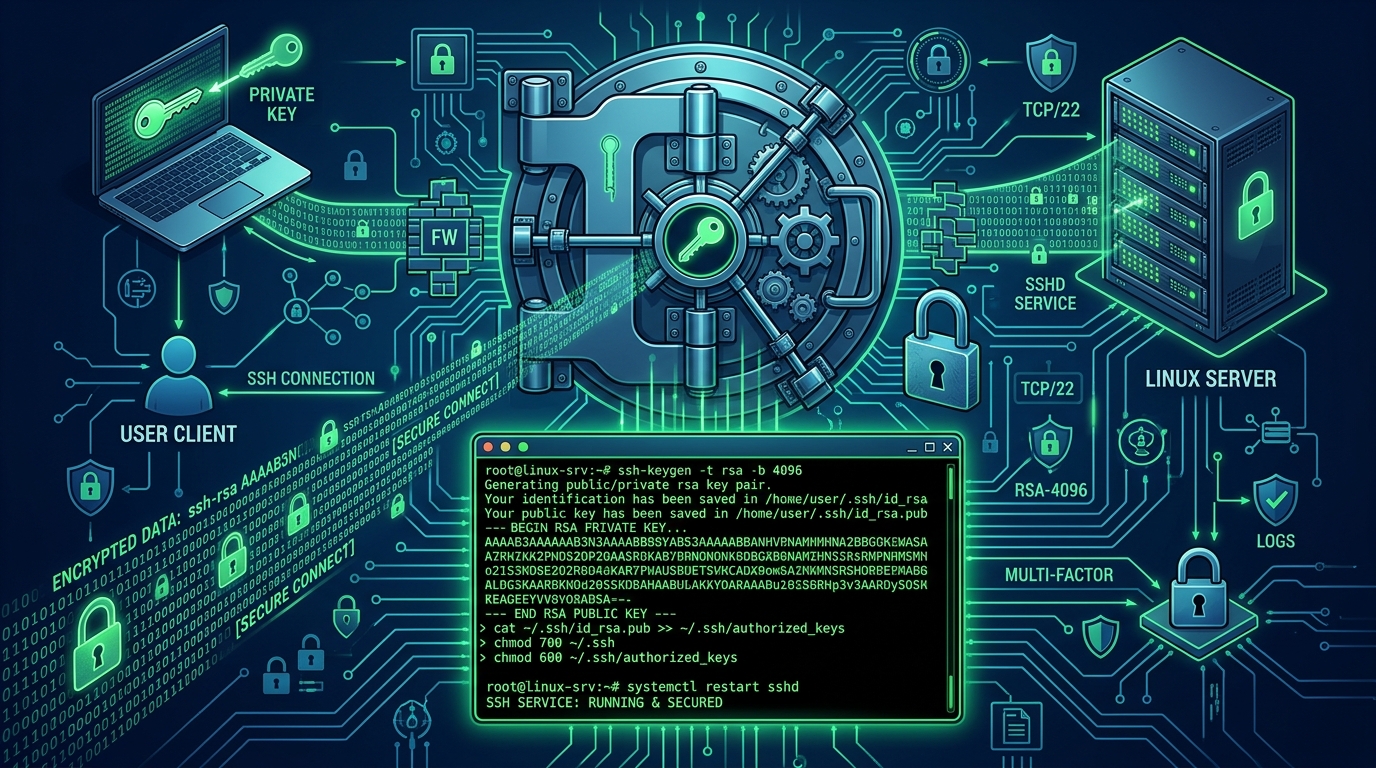 Linux SSH Hardening: Ed25519 Elliptic Curve Keys, 2FA TOTP & Fail2ban on Pakistani Servers