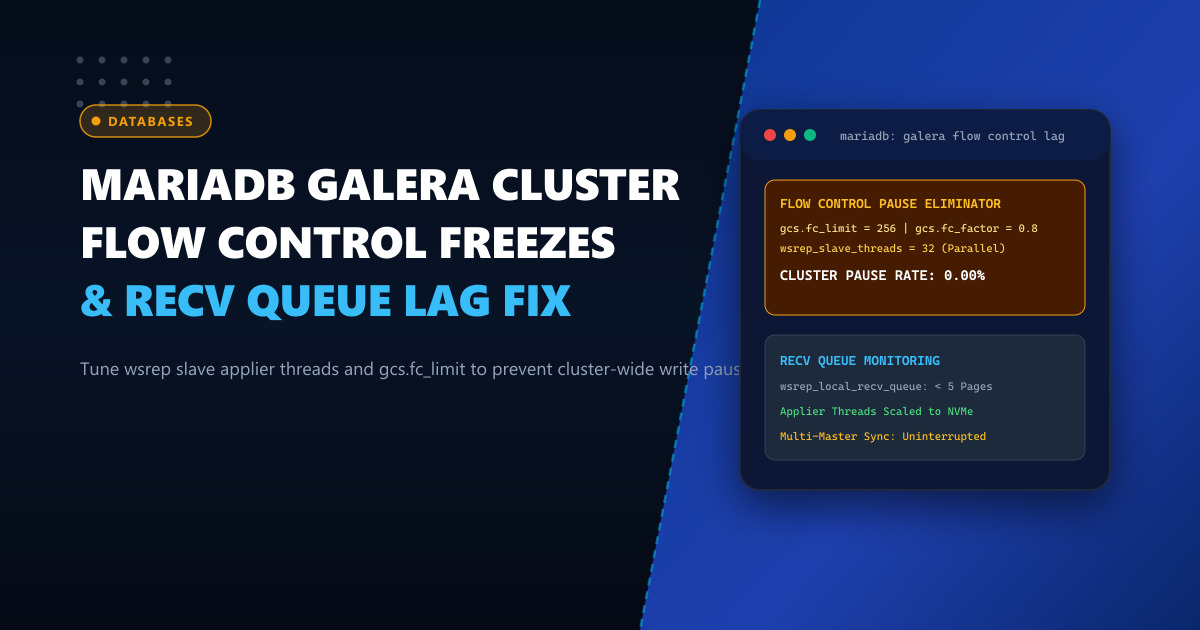 Resolving MariaDB Galera Cluster Flow Control Freezes & Recv Queue Replication Lag