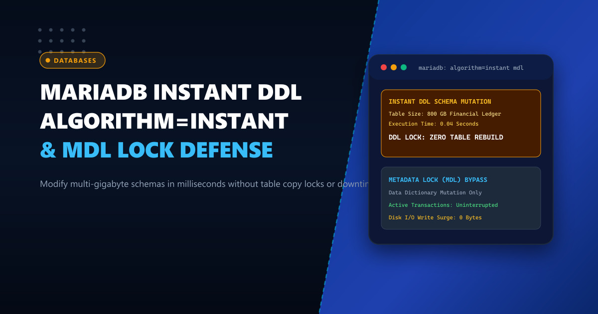 MariaDB ALGORITHM=INSTANT DDL: Zero-Lock Schema Migrations on Terabyte Tables