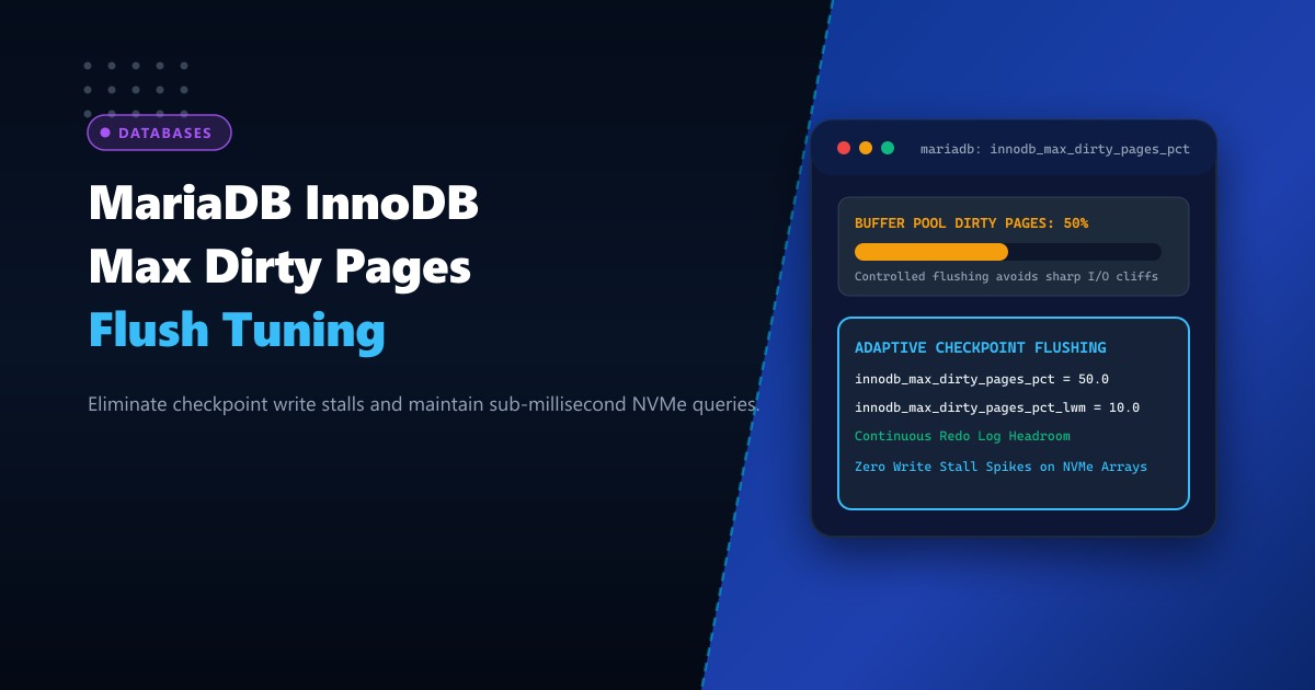 MariaDB InnoDB Max Dirty Pages Pct & Adaptive Flushing on NVMe in Pakistan