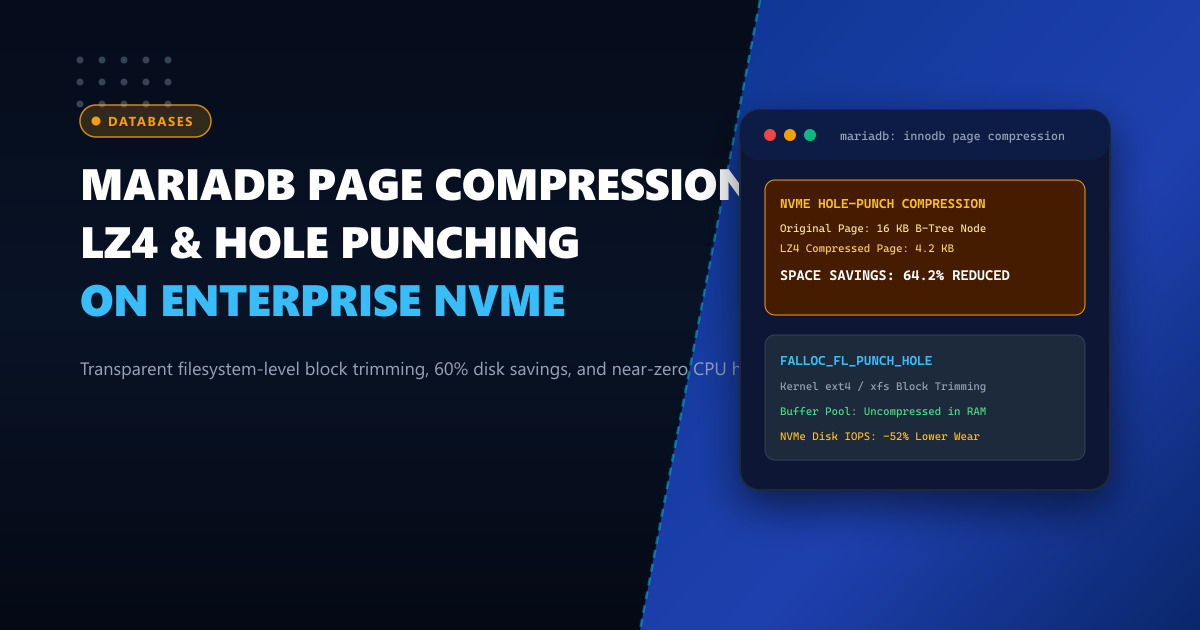 MariaDB Transparent InnoDB Page Compression: LZ4 and Hole Punching on NVMe