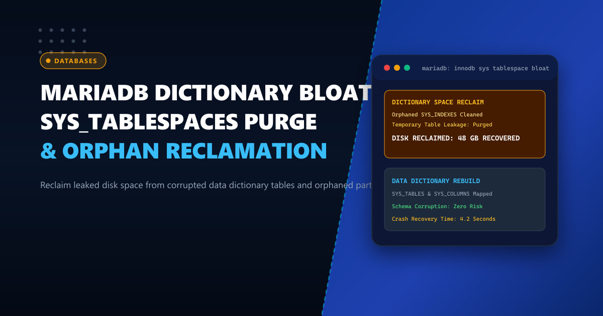 Reclaiming Leaked Storage from MariaDB InnoDB Data Dictionary & Orphaned Partitions