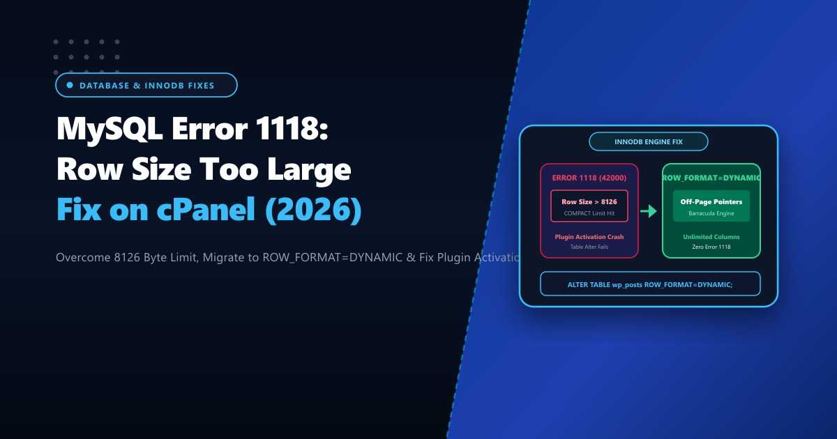 Fix MySQL Error 1118: Row Size Too Large (> 8126) on cPanel in Pakistan (2026)