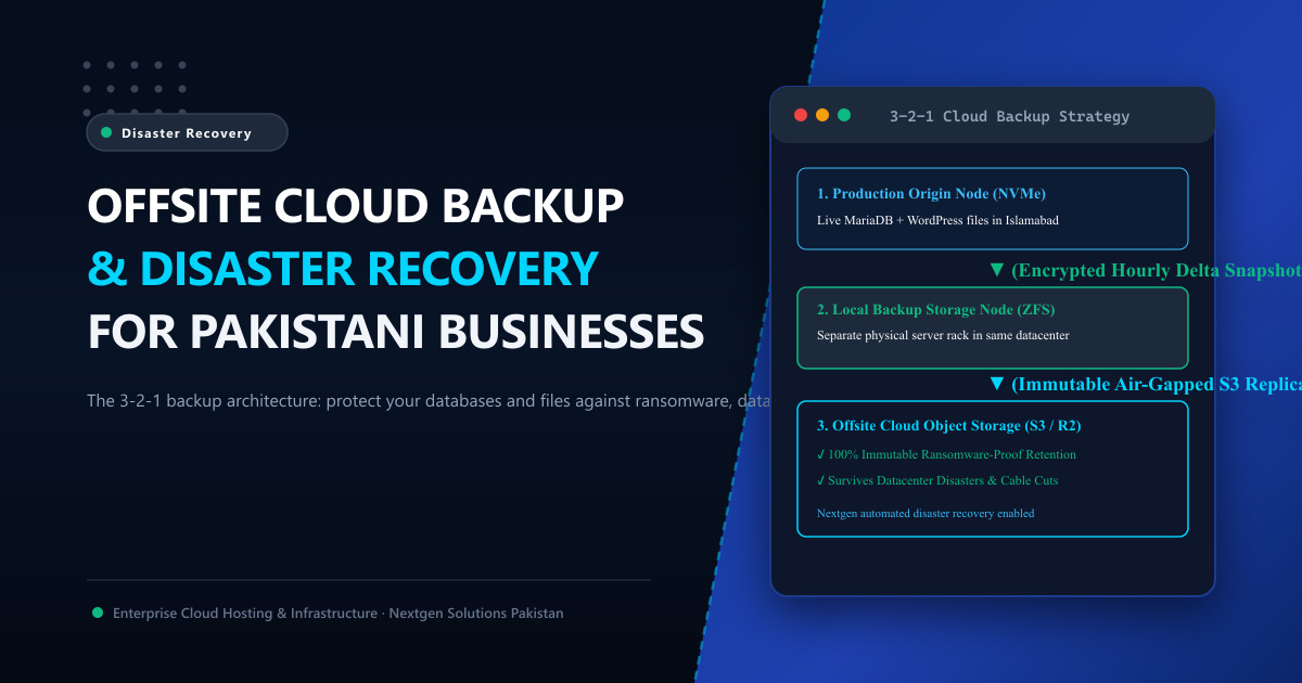 Offsite Cloud Backup & Disaster Recovery in Pakistan: The 3-2-1 Ransomware Defense Architecture