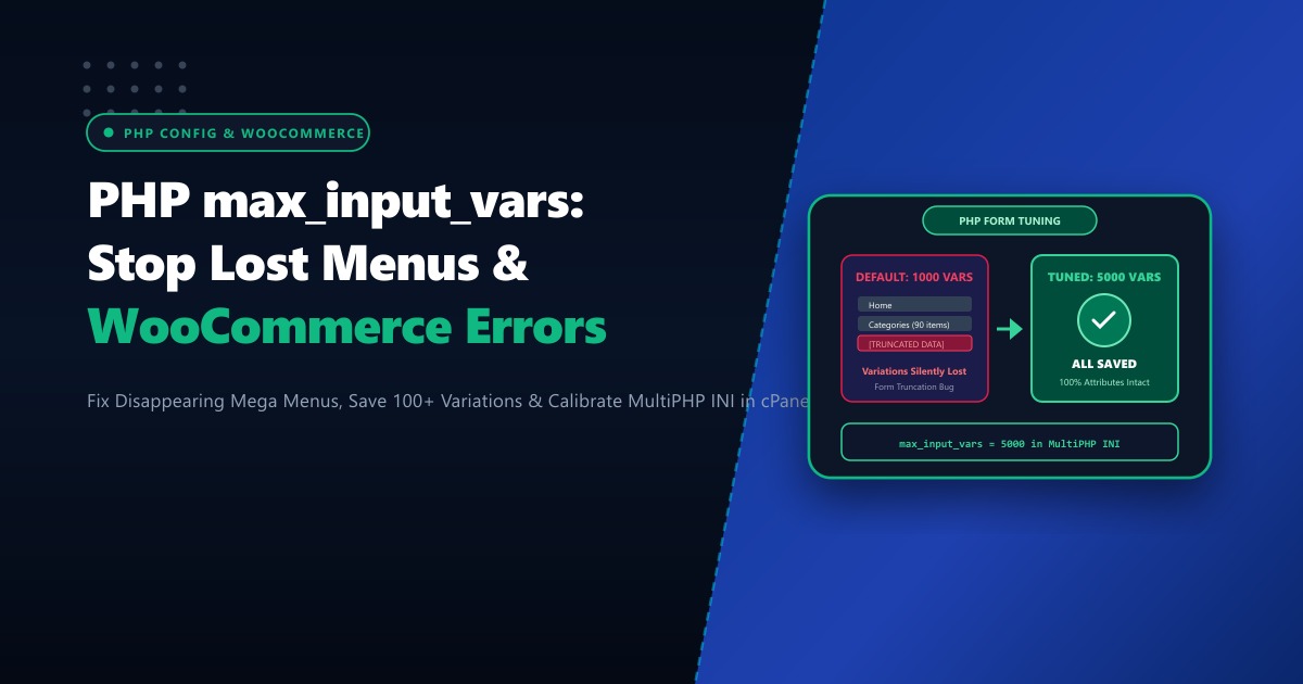 Fix PHP max_input_vars: Stop Lost Menus & WooCommerce Errors in Pakistan (2026)