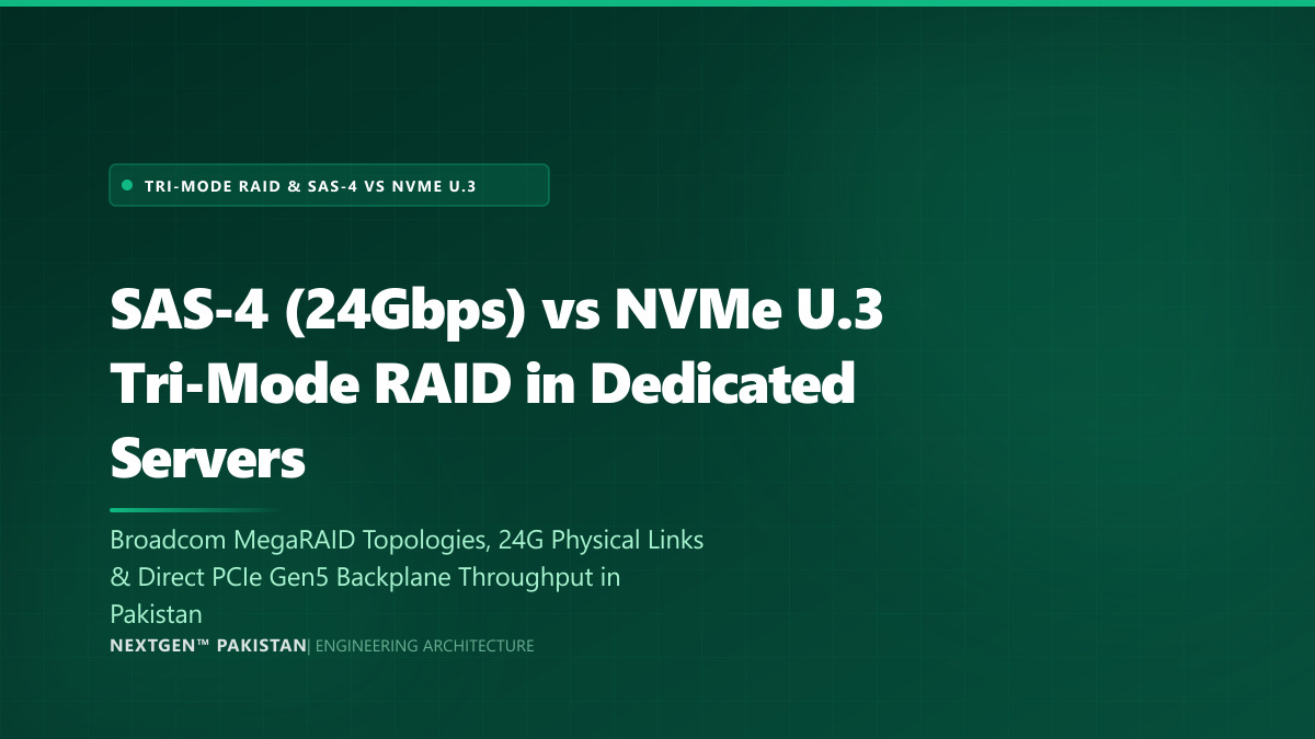 SAS-4 (24Gbps) vs NVMe U.3 Tri-Mode RAID in Enterprise Dedicated Servers (2026)