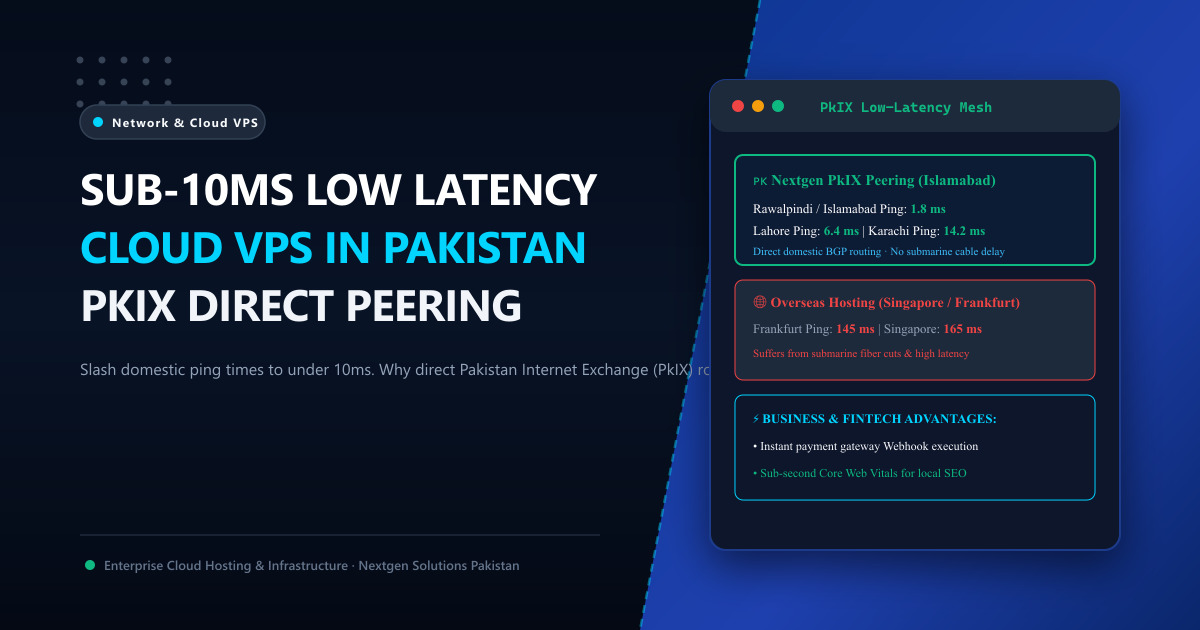 Sub-10ms Low Latency Cloud VPS in Pakistan: The Power of Direct PkIX Peering